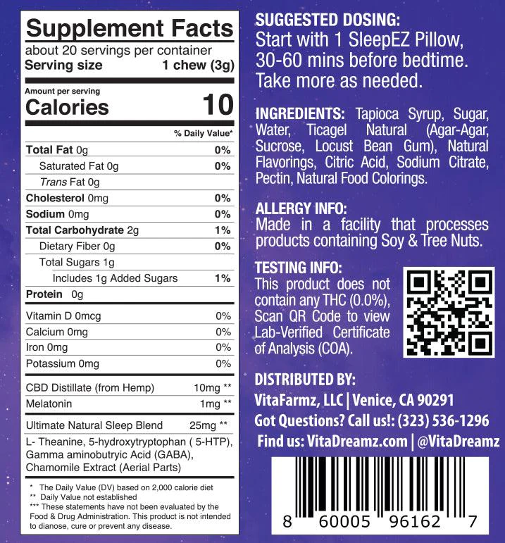 Vita Dreamz Sleepez Pillowz Pure Nutrition