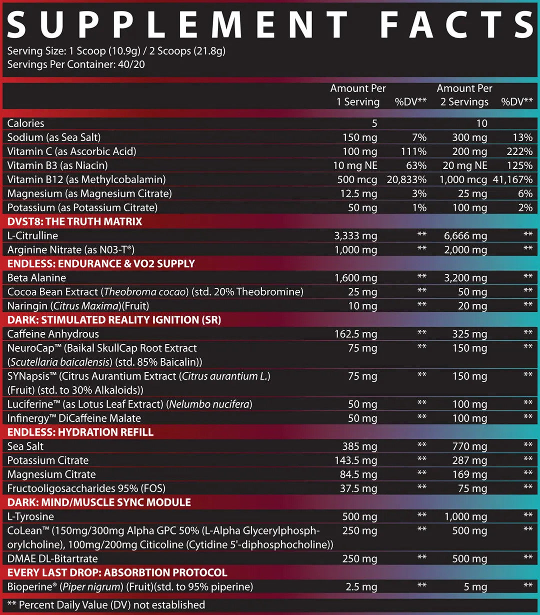 DVST8 Dark - Pre Workout Pure Nutrition