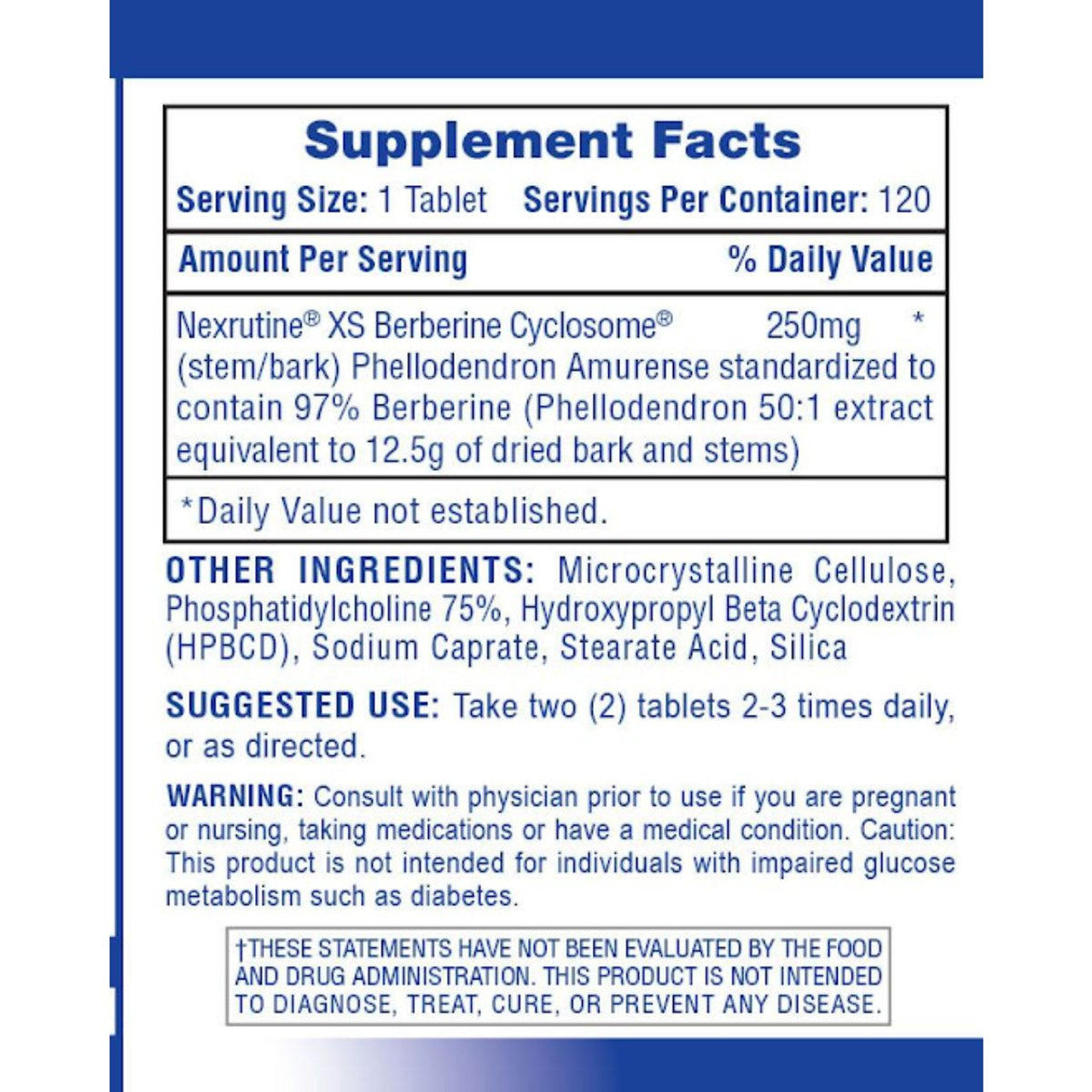 Hi-Tech Pharmaceuticals Berberine 120 Tablets Pure Nutrition