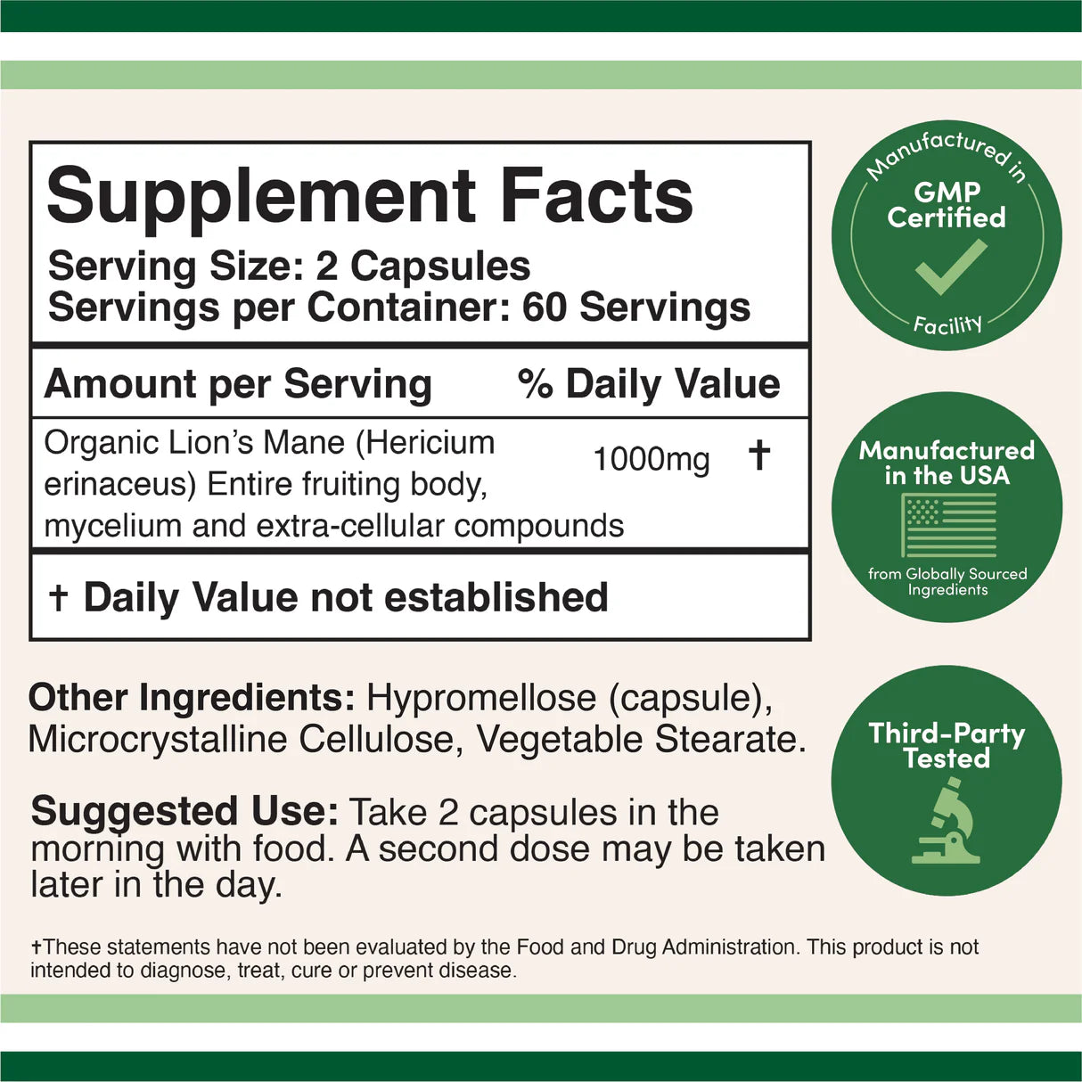 Double Wood Supplements Lions mane - Pure Nutrition