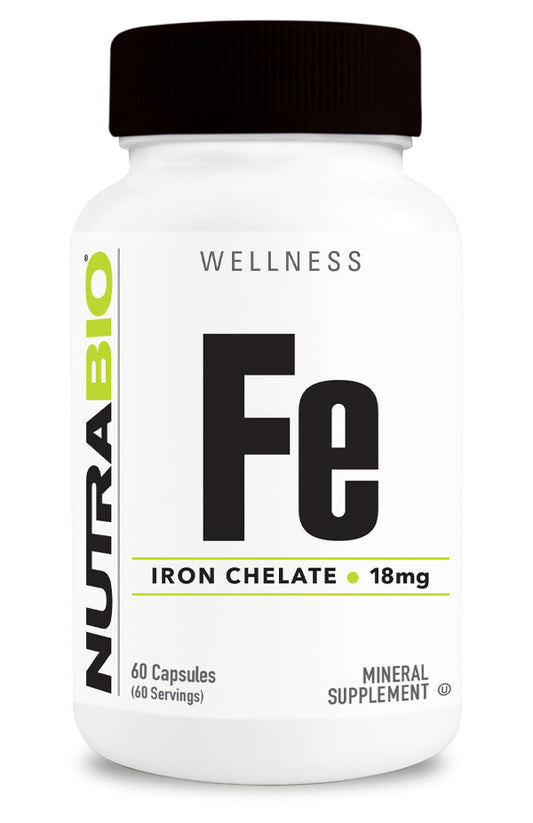 NUTRABIO - Iron (18mg) 60 Vegetable Capsules Pure Nutrition