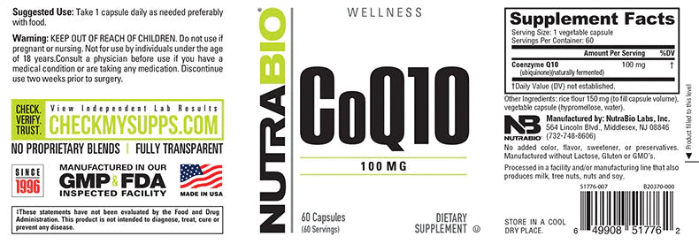 Nutrabio COQ10 (100mg) Pure Nutrition