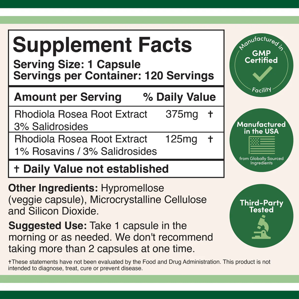 Double Wood Supplements Rhodiola Rosea Exctract - Pure Nutrition